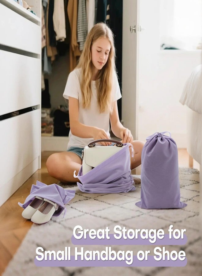 Elitnus 6 Pack Shoe Dust Bags, Velvet Drawstring Luxury Storage Bags for Shoes, Purses, Handbags & Cosmetics - Thick Dustproof Reusable Travel Organizer & Gift Pouch (Purple, 12 × 16 inches) - Image 2